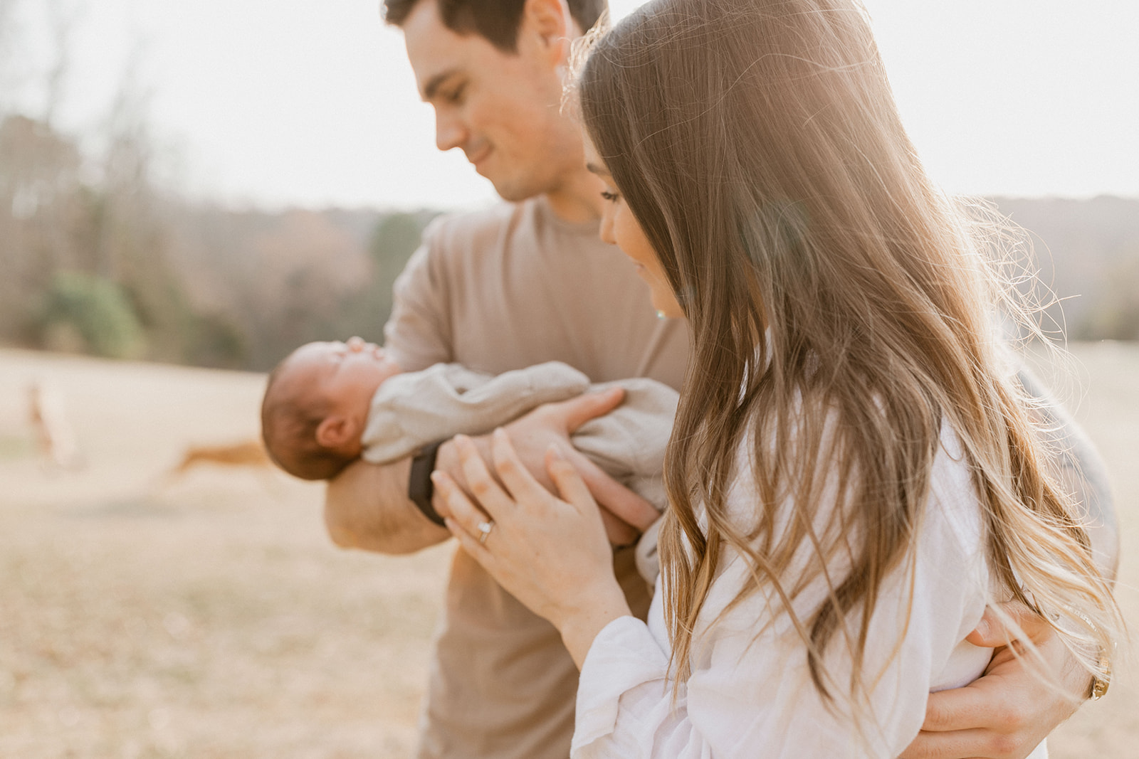 Outdoor newborn session at golden hour in Kannapolis, NC.