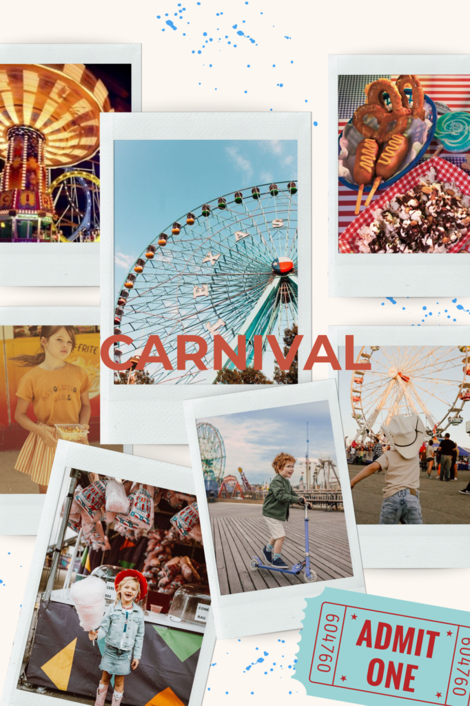 Families I'd Love to Work With: Carnival or state fair mood board for family photography.