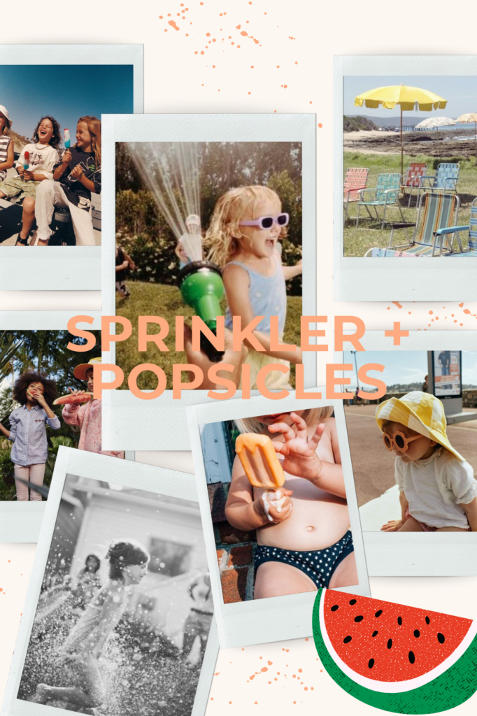 Families I'd Love to Work With: Backyard sprinkler and popsicles mood board for family photography.